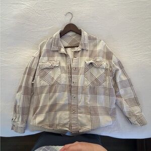 100% Cotton Beige Plaid Shirt